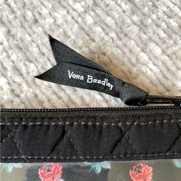 Vera Bradley Quilted Microfiber RFID Tech Wristlet Wallet Solid Black Red Rose - Picture 3 of 9